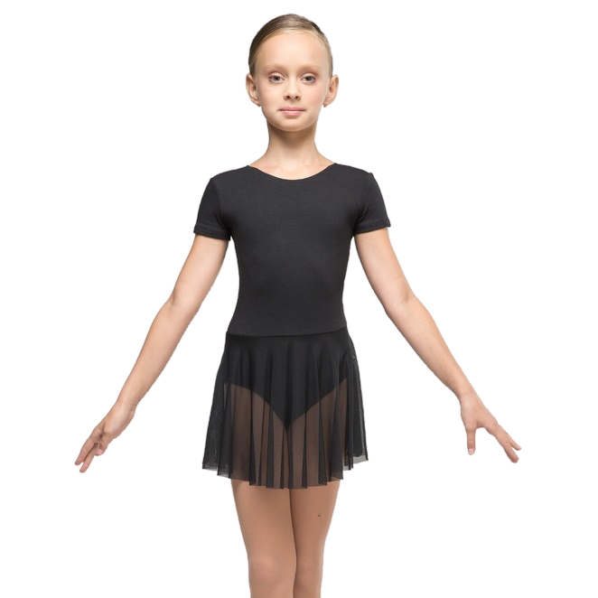 Купальник гимнастический, рукав - футболка, юбка - сетка Г88-301 Korri