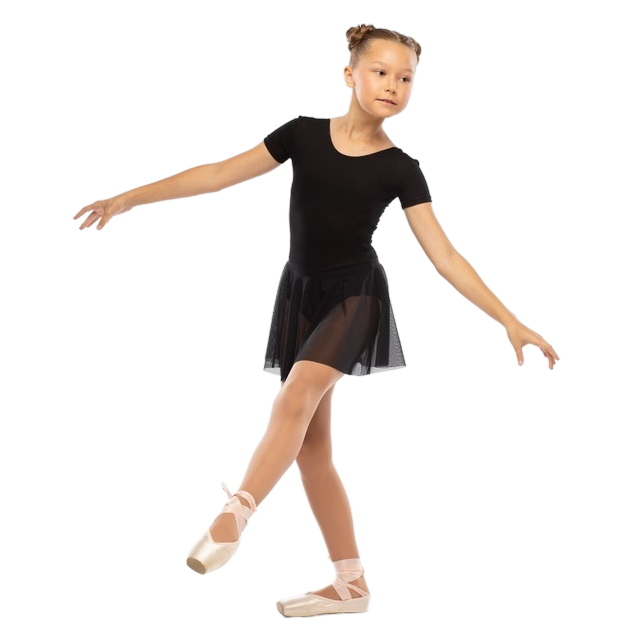 Купальник гимнастический, рукав - футболка, юбка - сетка ДГ880 Korri